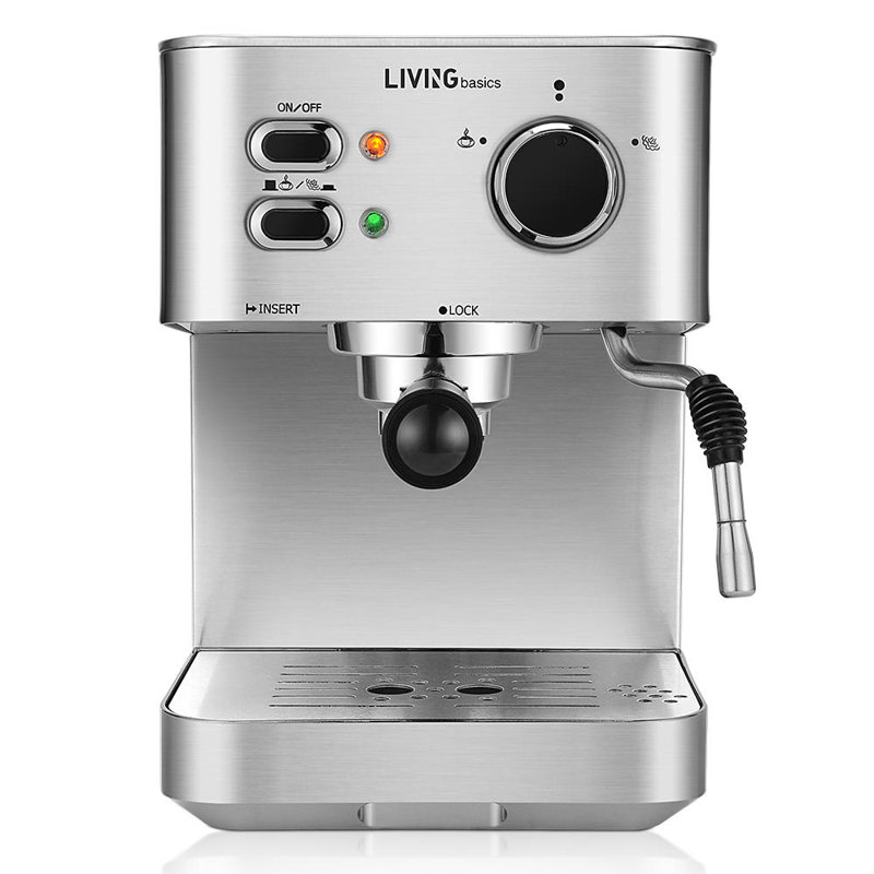 LIVINGbasics Espresso Machine, Coffee Maker, 15Bar Pump, Steam Wand